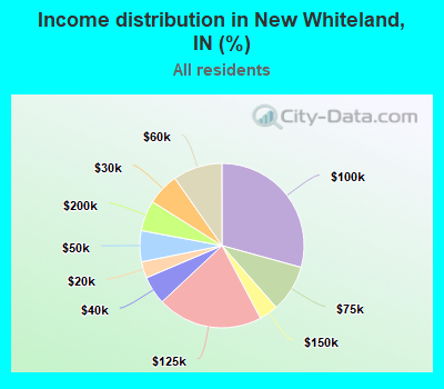 Income distribution in New Whiteland, IN (%)