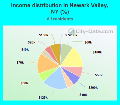 Income distribution in Newark Valley, NY (%)
