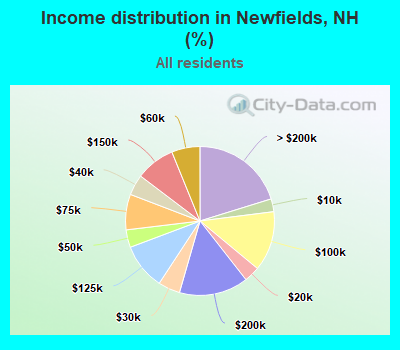 Income distribution in Newfields, NH (%)