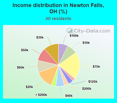 Income distribution in Newton Falls, OH (%)