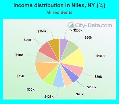 Income distribution in Niles, NY (%)