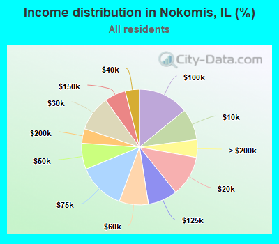 Income distribution in Nokomis, IL (%)