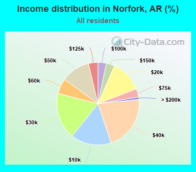 Income distribution in Norfork, AR (%)