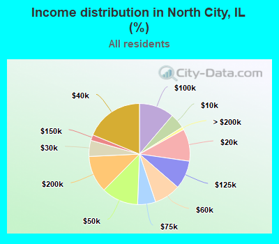 Income distribution in North City, IL (%)