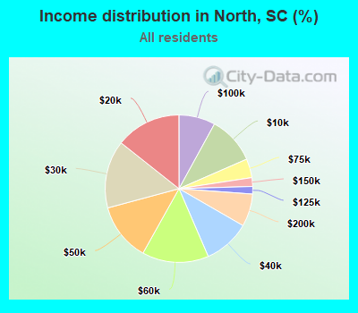 Income distribution in North, SC (%)