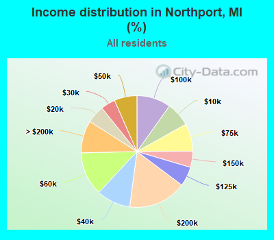 Income distribution in Northport, MI (%)