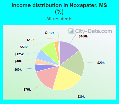 Income distribution in Noxapater, MS (%)