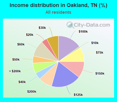 Income distribution in Oakland, TN (%)