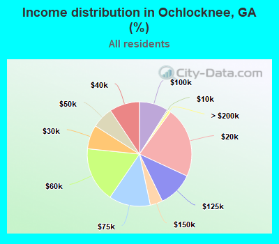 Income distribution in Ochlocknee, GA (%)
