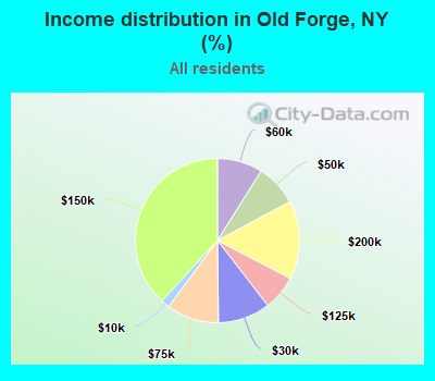 Income distribution in Old Forge, NY (%)