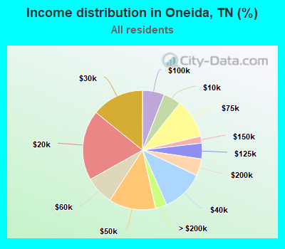 Income distribution in Oneida, TN (%)