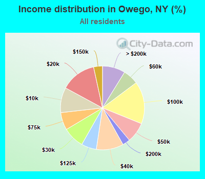 Income distribution in Owego, NY (%)
