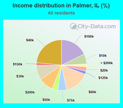 Income distribution in Palmer, IL (%)