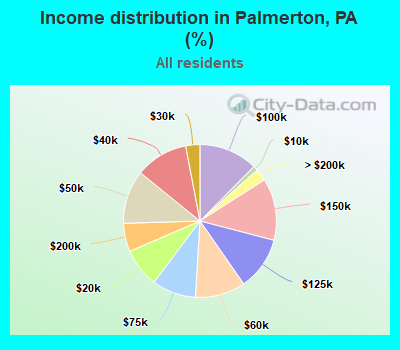 Income distribution in Palmerton, PA (%)