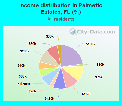 Income distribution in Palmetto Estates, FL (%)