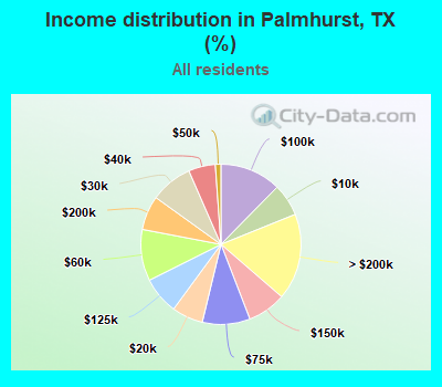 Income distribution in Palmhurst, TX (%)