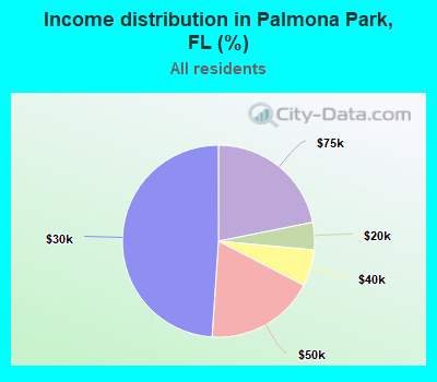 Income distribution in Palmona Park, FL (%)