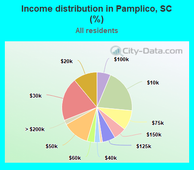 Income distribution in Pamplico, SC (%)
