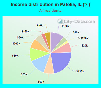Income distribution in Patoka, IL (%)