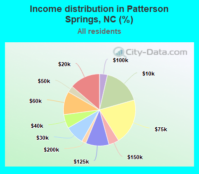 Income distribution in Patterson Springs, NC (%)