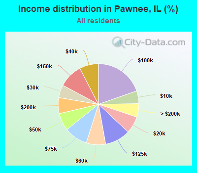 Income distribution in Pawnee, IL (%)