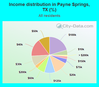 Income distribution in Payne Springs, TX (%)
