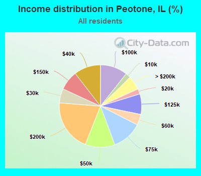 Income distribution in Peotone, IL (%)