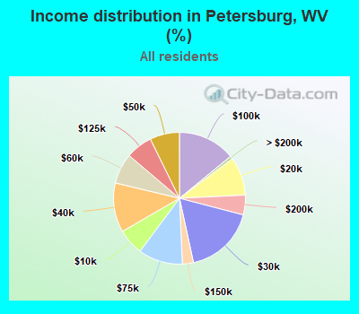 Income distribution in Petersburg, WV (%)