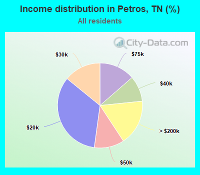 Income distribution in Petros, TN (%)