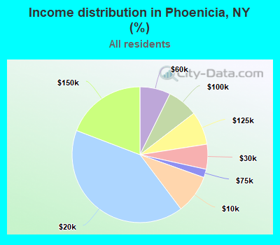 Income distribution in Phoenicia, NY (%)