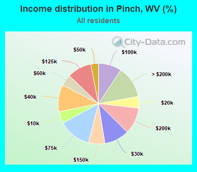 Income distribution in Pinch, WV (%)