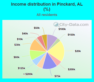 Income distribution in Pinckard, AL (%)
