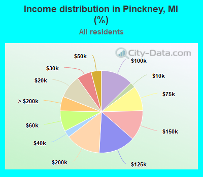 Income distribution in Pinckney, MI (%)