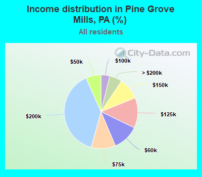 Income distribution in Pine Grove Mills, PA (%)