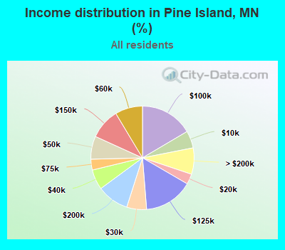Income distribution in Pine Island, MN (%)