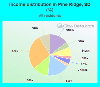 Income distribution in Pine Ridge, SD (%)