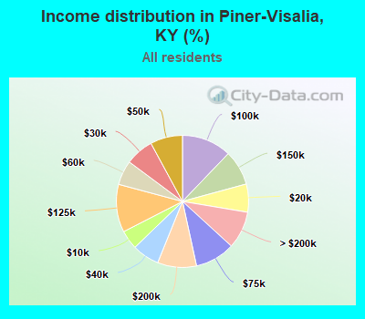 Income distribution in Piner-Visalia, KY (%)