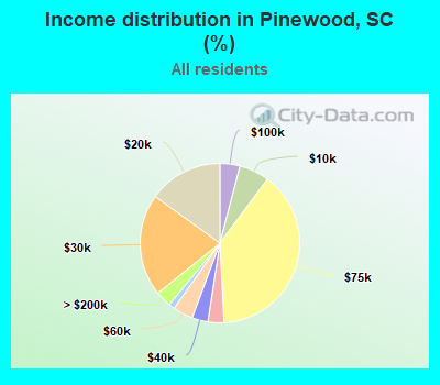 Income distribution in Pinewood, SC (%)