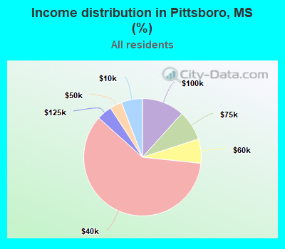 Income distribution in Pittsboro, MS (%)