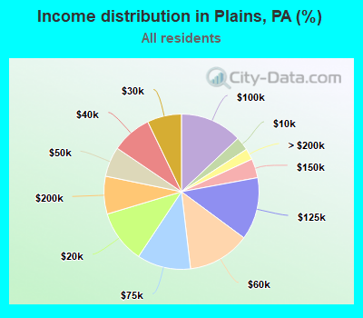 Income distribution in Plains, PA (%)