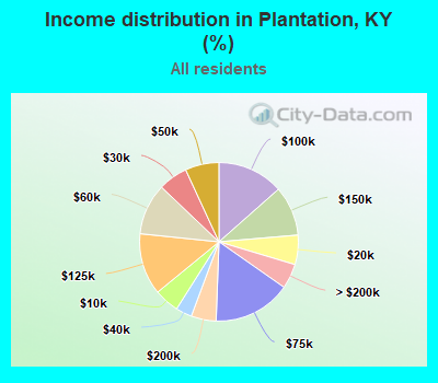 Income distribution in Plantation, KY (%)