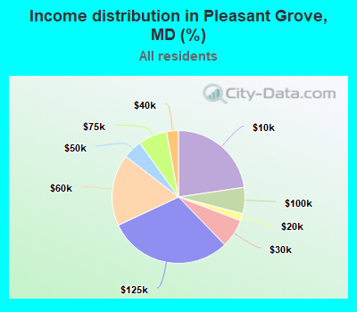 Income distribution in Pleasant Grove, MD (%)