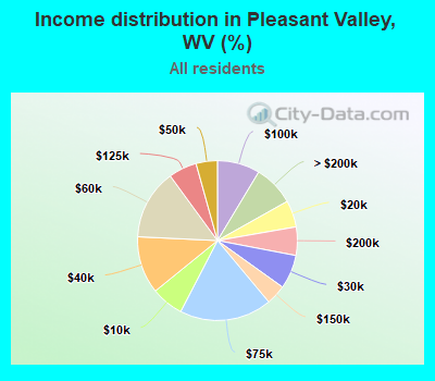 Income distribution in Pleasant Valley, WV (%)