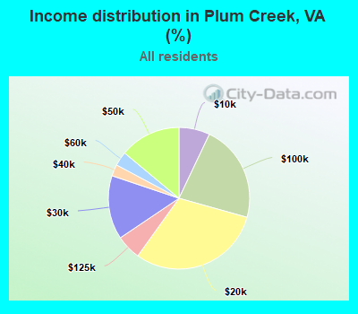 Income distribution in Plum Creek, VA (%)