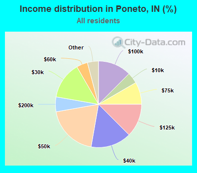 Income distribution in Poneto, IN (%)