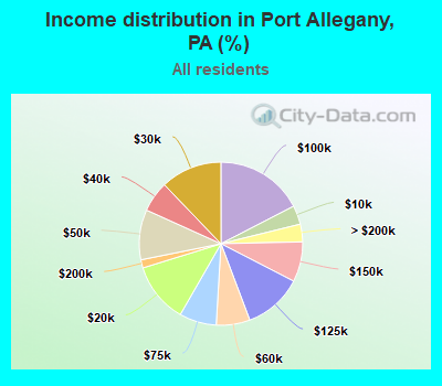 Income distribution in Port Allegany, PA (%)