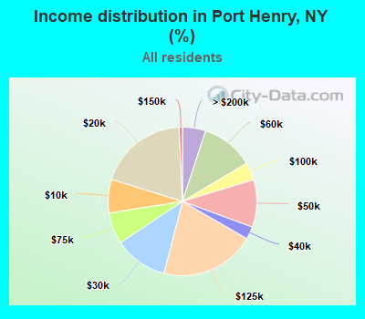 Income distribution in Port Henry, NY (%)