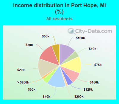Income distribution in Port Hope, MI (%)