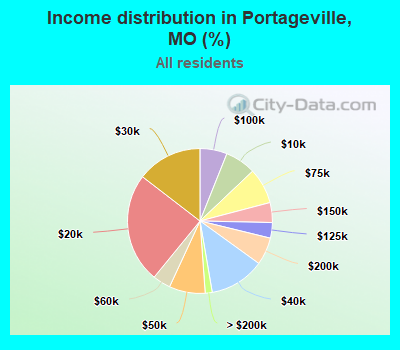 Income distribution in Portageville, MO (%)