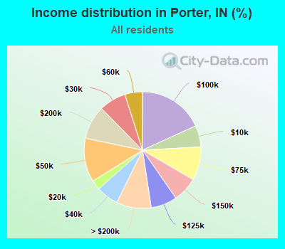 Income distribution in Porter, IN (%)